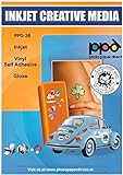 PPD A4 x 20 Pegatinas de Vinilo Autoadhesivo Brillante Imprimibles de Grado Comercial - Secado Instantáneo y A Prueba de Desgarro - Para Impresora de Inyección de Tinta Inkjet - PPD-36-20