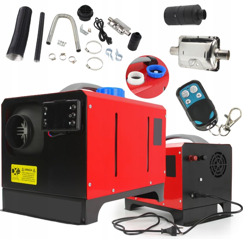 9kW Canon à Air Chaud Diesel, 12V/230V Chauffage Mobile avec LCD et Télécommande, pour Voiture/Camping-Car/Bateau/Chantier