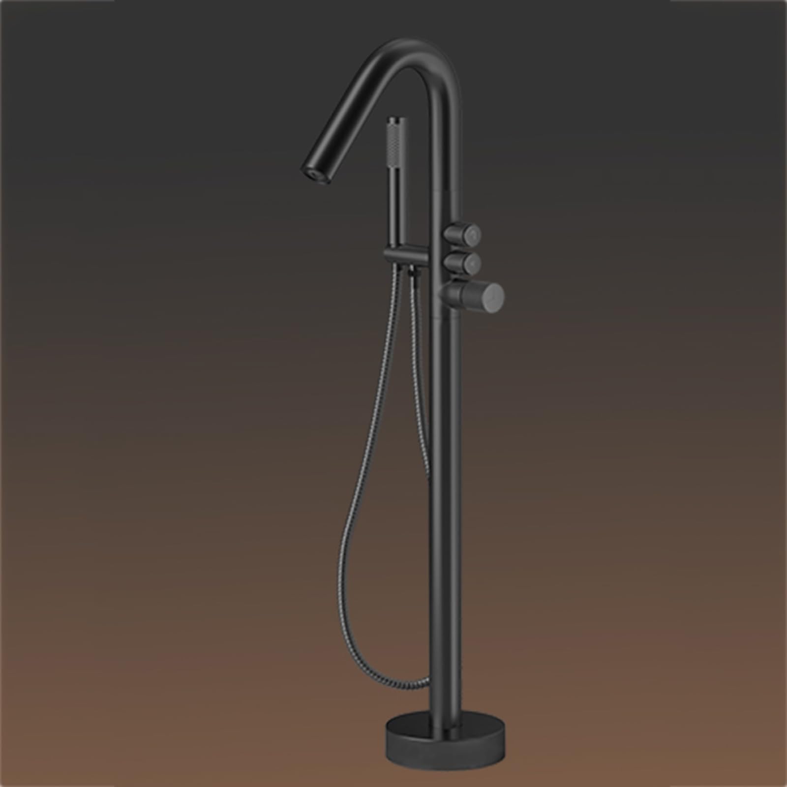 Mitigeur baignoire ilot noir BiaoTeng eau chaude froide laiton