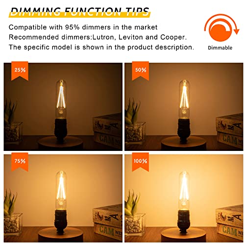 Sphoon Dimmable Tubular Led Bulb E26 Led Light Bulb,T10 T30 Vintage Led Bulbs, 40 Watt Equal 4W, 2700K Warm White Edison Lights Bulbs, Ac120V, 400Lm, For Chandelier Pendant Lights-Pack Of 2 #TOP2