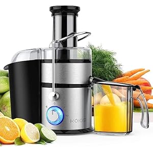 Exprimidor centrífugo KOIOS de 1300 W, extractor de jugo con canal de alimentación extra grande de 3 pulgadas, motor de cobre completo, filtro chapado en titanio, alto rendimiento de jugo, modo de 3