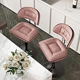 Nalupatio Modern Bar Stools Set of 2, Swivel Double-Layer Upholstered Bar Stools with Back, Ergonomic Fabric Adjustable Barstools for Kitchen Island, Pink