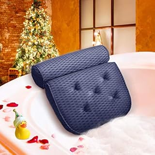 Essort Badewannenkissen, 4D-Air-Mesh-Technologie Komfort badewanne kopfkissen mit 5 Saugnäpfen ist weich und atmungsaktiv badewanne nackenpolste für Home Spa Whirlpools Grau
