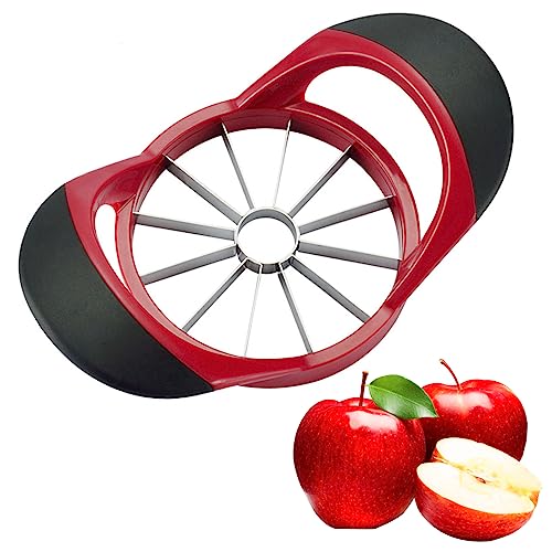 12-Slice Apple Slicer Corer Apple Corer Tool with stainless steel blade Used in fruit (Red 12-Slice)