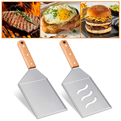 Homikit Metal Spatula Set Of 2, Stainless Steel Large Hamburger Turners, Heavy Duty Burger Griddle Pancake Flippers For Cast Iron Skillet Kitchen Restaurant Flat Top Cooking Bbq Grilling #TOP5