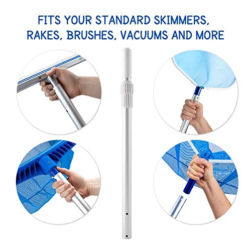 Renoble Aluminium Pool Telescopic Pole Joint For Brushes Salvage Portable Aluminum Alloy, Swimming Pool Clean Tool Kit White, high hardness and corrosion resistance newcomer
