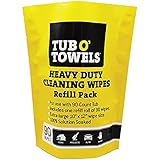 Tub O' Towels Heavy Duty Cleaning Wipes, Refill Pack for 90-Count Canister, 10' x 12'