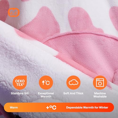 Image of Giggling Getup Wearable Blanket Hoodie for Girls and Boys Sherpa Fleece Hooded Blanket Sweatshirt Warm Cozy Sherpa Wearable Throw Oversized Hoodie with Giant Pocket & Sleeves for Kids Strawberry Cow