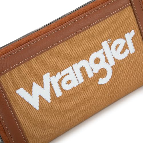 Image of Montana West X Wrangler Classic Logo Wallets Wristlet Purse for Women Vintage Boho Ladies Wallet Coin Purse Two-Tone Credit Card Holder