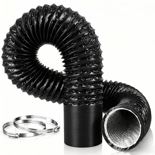 Gaine Ventilation 100mm 5m Tuyau Evacuation Seche Linge Flexible Pvc Tuyau Evacuation,pour Extracteur d'Air, Climatisation, Sèche-linge, Hotte, Noir