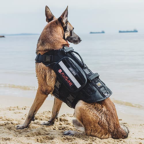 OneTigris Hundegeschirr, X Destroyer Taktisches Einstellbar Antizuggeschirr Ausbruchsicheres Geschirr mit 3 Griffe 2 Metallschnallen Sicherheitsgeschirr (Schwarz S)