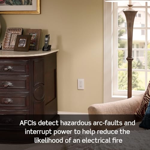 Image of Leviton AFCI Outlet, 15 Amp, Self Test, Tamper-Resistant with LED Indicator Light, Protection from Electrical Fires, AFTR1-I, Ivory