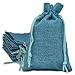 12-Pack 3x4 Natural Linen Burlap Bags w. Drawstring (Teal Blue, Mini) for Party Favors, Gifts, Christmas Presents or DIY Craft by TheDisplayGuys
