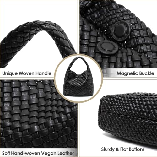 Bolso Tote tejido para mujer, de cuero vegano suave miniatura 5