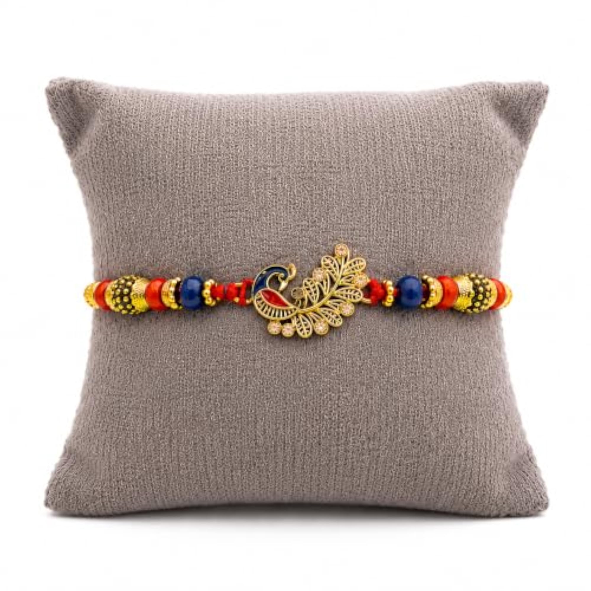Handmade Peacock Rakhi for Brother with Gift Box & Smiley