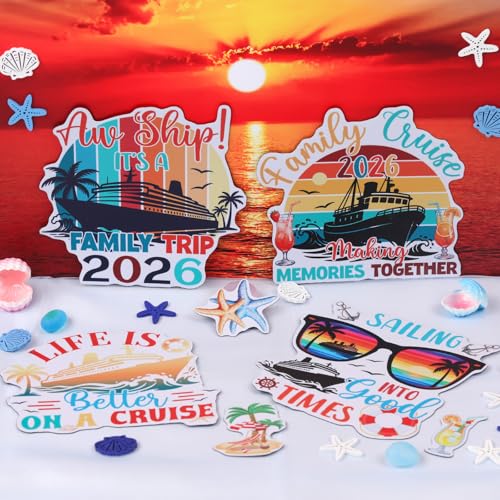 Decoraciones magnéticas para puerta crucero 2026, 7 piezas retro miniatura 4