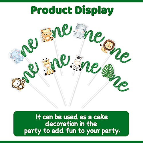 Safari Jungle Animal One Cupcake Toppers Green Glitter 24 Pcs Cake First Birthday Watercolor Baby Animal Zoo Theme Decorations For Baby Shower Kids Boys Girls 1St Birthday Party Supplies Eddjond #TOP3