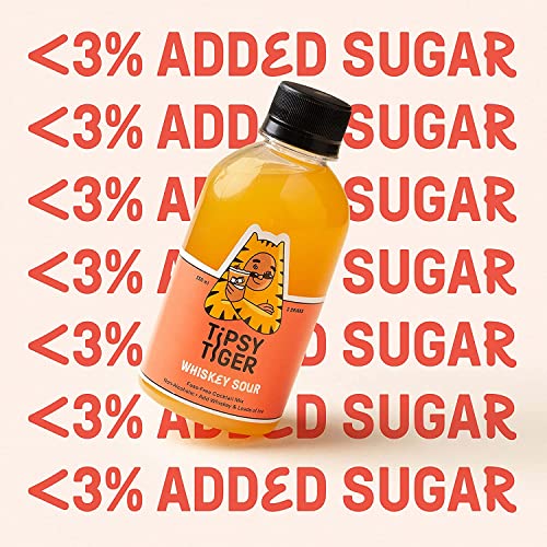 Image of Tipsy Tiger Whiskey Sour, Whiskey Cocktail Mixer, Makes 2 Drinks, Less Than 3% added Sugar, 250ml (Pack of 1 bottles) Fuss Free- Just add Ice and Alcohol