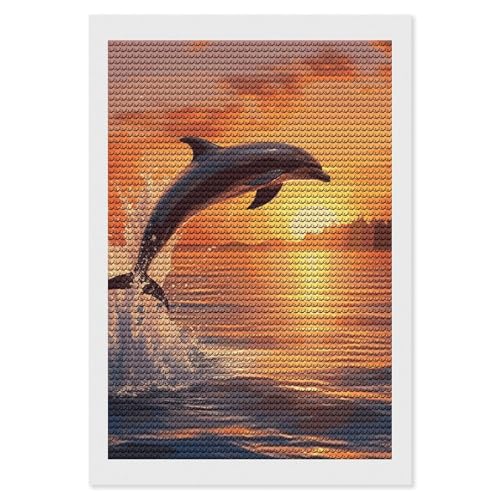 Peinture diamant dauphin au coucher de soleil kit broderie strass 5D
