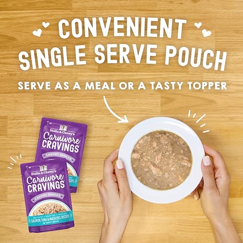 Stella & Chewy's Carnivore Cravings Wet Cat Food - Premium Pouches - Grain Free, High Protein Salmon, Tuna & Mackerel - Perfect For Picky Eaters - Complete Meal or Topper (2.8 oz, 24 Pack) - image 7