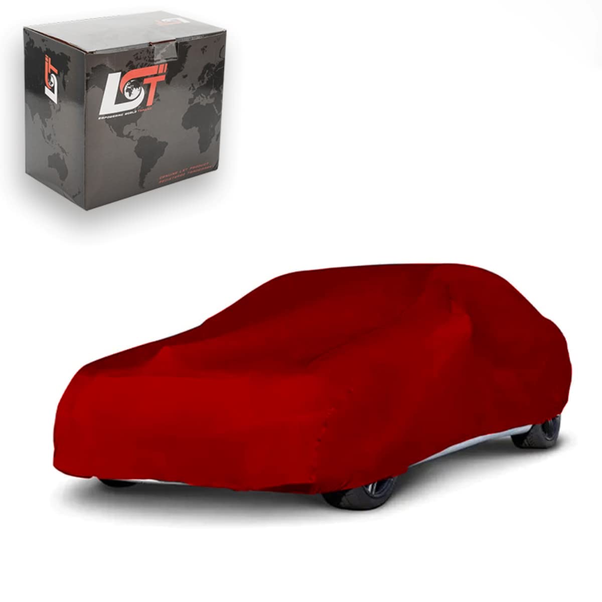 LST Autoabdeckung Indoor – lackschonende und Dehnbare Autogarage. Car Cover Innenbereich für Autohäuser und Endverbraucher. Auto Abdeckplane schützt vor Sonne, Staub. (Rot, S (380x125x120cm))