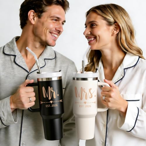 Qtencas Wedding Gifts for Couples 2026, Mr and Mrs Gift Tumblers Set - Image 4