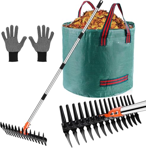 Rastrillo 2 en 1 para césped con diseño doble de púas miniatura 1