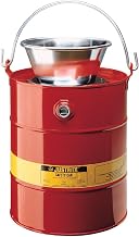 Justrite 10905 Steel Drain Can with Plated Steel Funnel, 19L Capacity