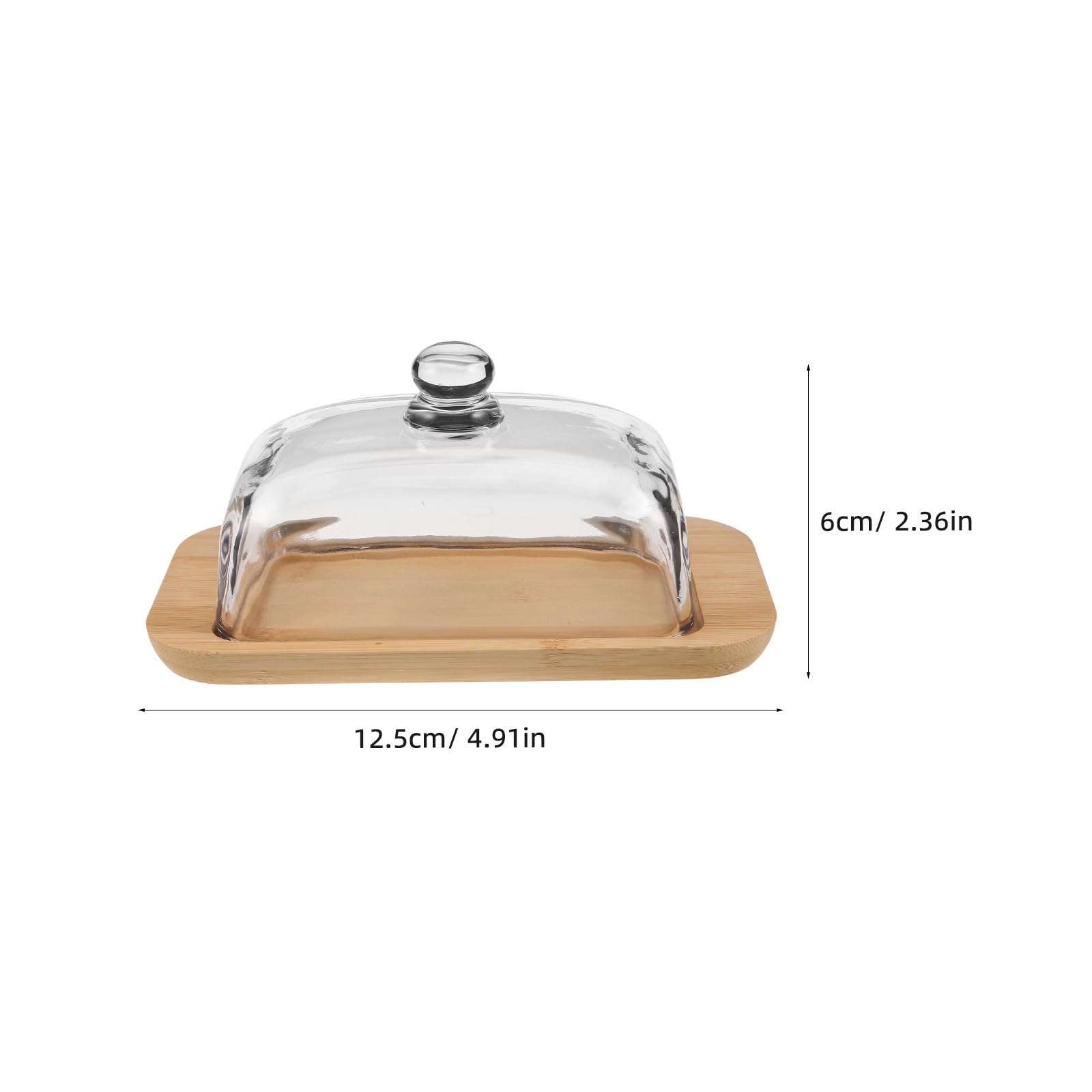 Abaodam Beurrier Couvert en Verre avec Couvercle en Bois 21x12 Cm