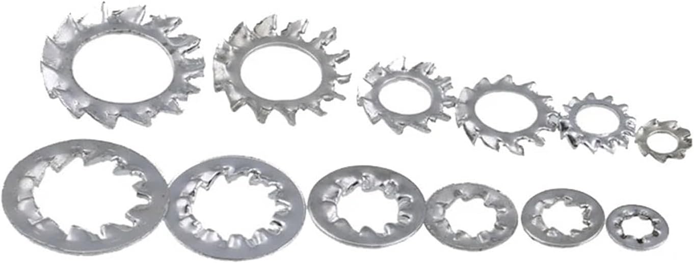 Serrated Tooth Gasket, Internal Toothed Serrated Lock Washer Gasket White Zinc Outer Multiple Teeth(External Teeth,M4)