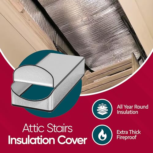Attic Door Insulation Cover for Pull Down Ladder or Stair 25" x 54" x 11"- R-Value 15.6 Extra Thick Fire Proof Attic Tent Stairway Insulator with Easy Installation, Door Seal Hatch by Miloo by Miloo - Image 3