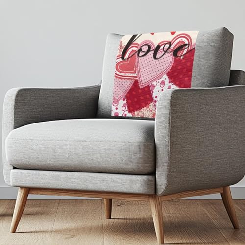 GLENLCWE Pink Valentines Day Love Recliner Headrest Protector, Non Slip Furniture Slipcovers Couch Head Covers Comfortable Sofa Headrest Covers 16.53x26.18 inch, 1 Pcs