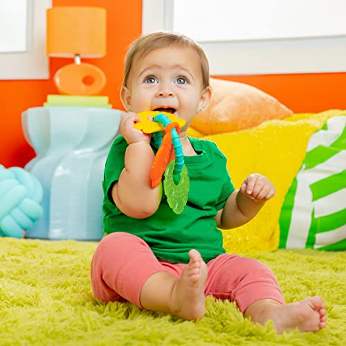 Image of Bright Starts Tropical Chews Silicone Teething Ring - BPA-Free Monkey, Leaf, Banana - Unisex, 3 Months +