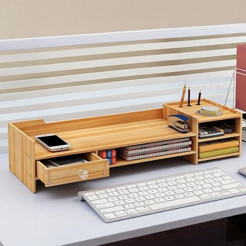 Soporte elevador de escritorio de madera premium para pantallas de PC 3