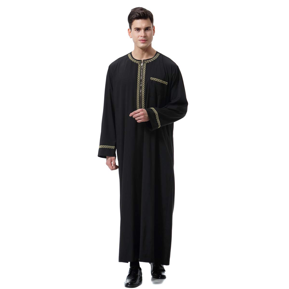 LenmipotMen's Muslim Clothes Durable Kaftan Robe Dubai Long Gown Ethnic Clothes,1pc Soft Robe