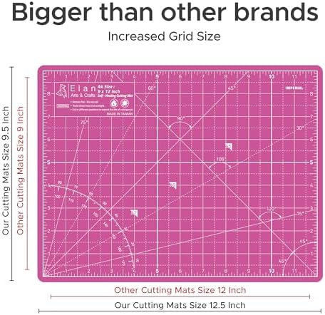 Elan Cutting Mat A4 Pink & Purple, Self Healing Cutting Mat 9x12 Inch, 5-Ply Craft Board Pink, Hobby Board for Crafts 9x12 Inch - 3