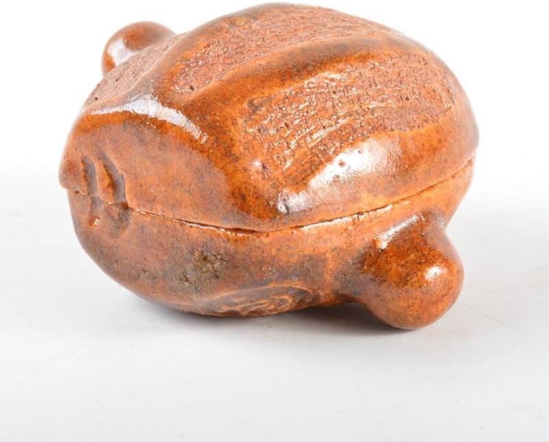 茶道具 大樋焼 九代大樋長左衛門作 飴釉 香合 共箱 C 4656