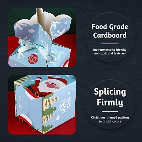 BLLREMIPSUR Christmas Candy Boxes, 15 pcs Christmas Kraft Paper Gift Boxes Xmas Cookie Boxes Bakery Treat Boxes with Bow for Christmas Favor