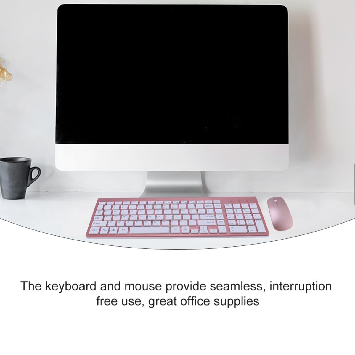 Tastiera e Mouse Wireless Set Sottile per Ufficio, Tasti Silenziosi