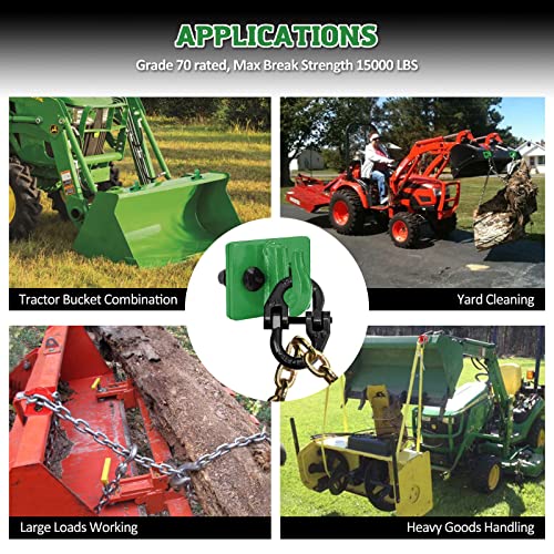 Autobots 3/8" Tractor Bucket Grab Hook (2 Pack), 15,000Lbs Break Strength Grab Hooks With Grade 70 Forged Steel Bolt Compatible For John-Deere Truck Utv Atv Tractor Bucket(Green) #TOP6