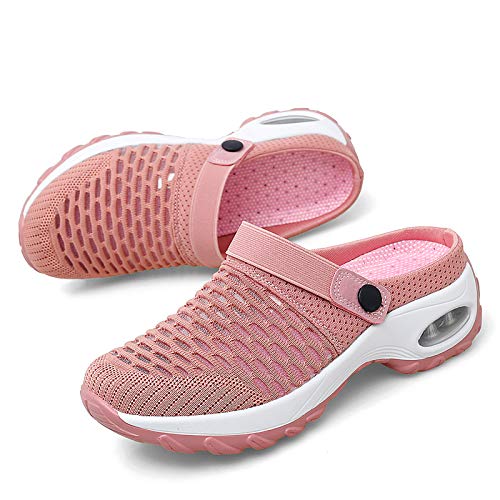 Image of Trsorini Mules Clogs for Women Summer Air Cushion Platform Mesh Mules Sneaker Sandals for Female Lightweight Beach Shoes Outdoor Slippers Walking Shoes