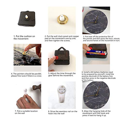 Orologio da parete con stampa decorativa in marmo