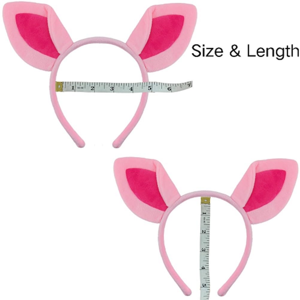Delfd Pink Pig Ears Headband for Adults – Cute Pig Ears Costume Accessory for Party, Halloween, Pig Costume, Birthday, or Themed Events – Soft Fabric Animal Ears Headband