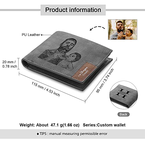 Image of Gifts for Men Personalized Custom Photo Wallets for Men Engraved Picture & Initial Name Wallets for Men Customized Gifts for Fathers Day