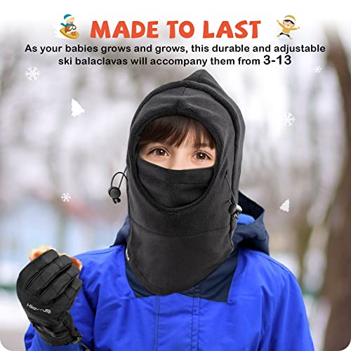 Hikenture Kids Snow Gloves Blue L And Balaclava Ski Mask B1 Black #TOP7