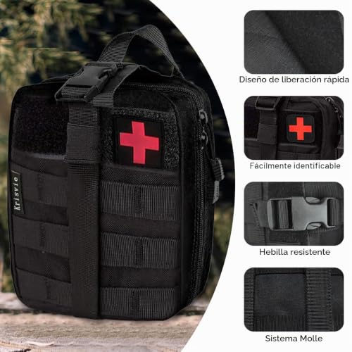 Miniatura 2 de Krisvie Médica Bolsa Primeros Auxilios Bolsa Táctica Compacta Botiquín Y El Esquileo De Los Primeros Auxilios Negro