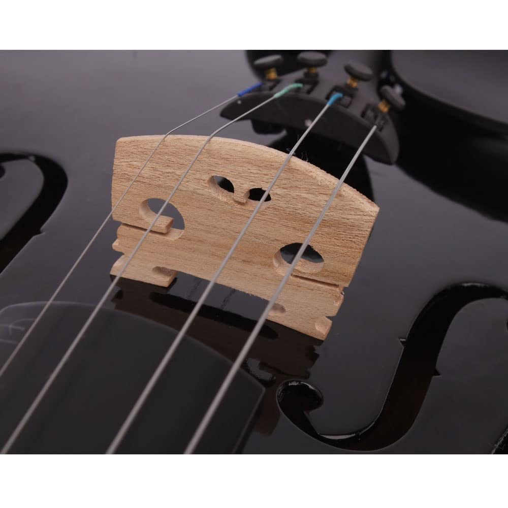 LEADZM Violon 4/4 Pleine Grandeur Bois Massif pour Adultes Débutants avec Étui, Arc, Repose-Épaules, Colophane Noir