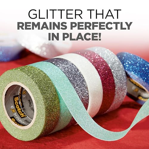 Image of Scotch Glitter Washi Tape, 10 Rolls, Great for Holiday DIY and Wrapping, School Supplies, Craft Supplies, and Teacher Appreciation Gifts