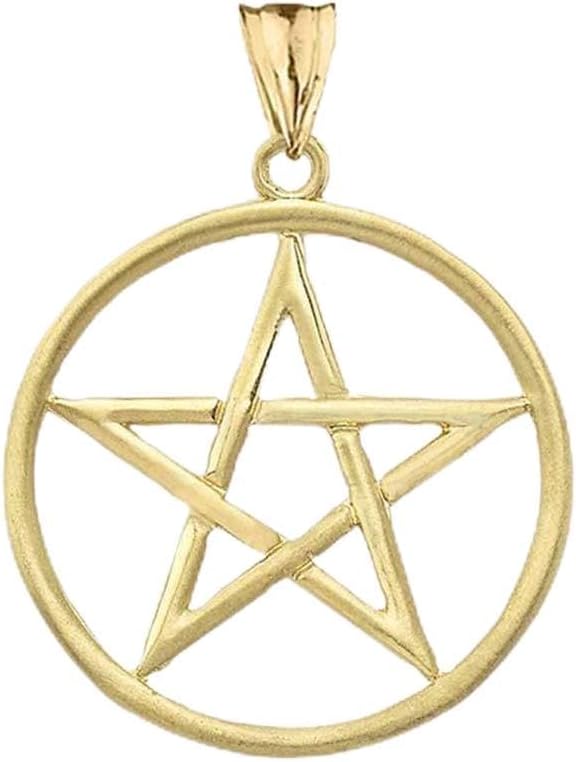 Fine 14k Gold Pentagram Star Pendant in Satin Finish