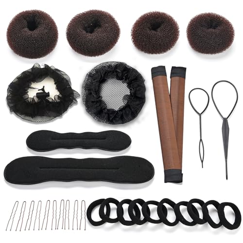 LTHYHJ Hair Bun Maker Set 31 Piece Styling Accessory Set The Most Complete Styling Accessory Set (Brown)